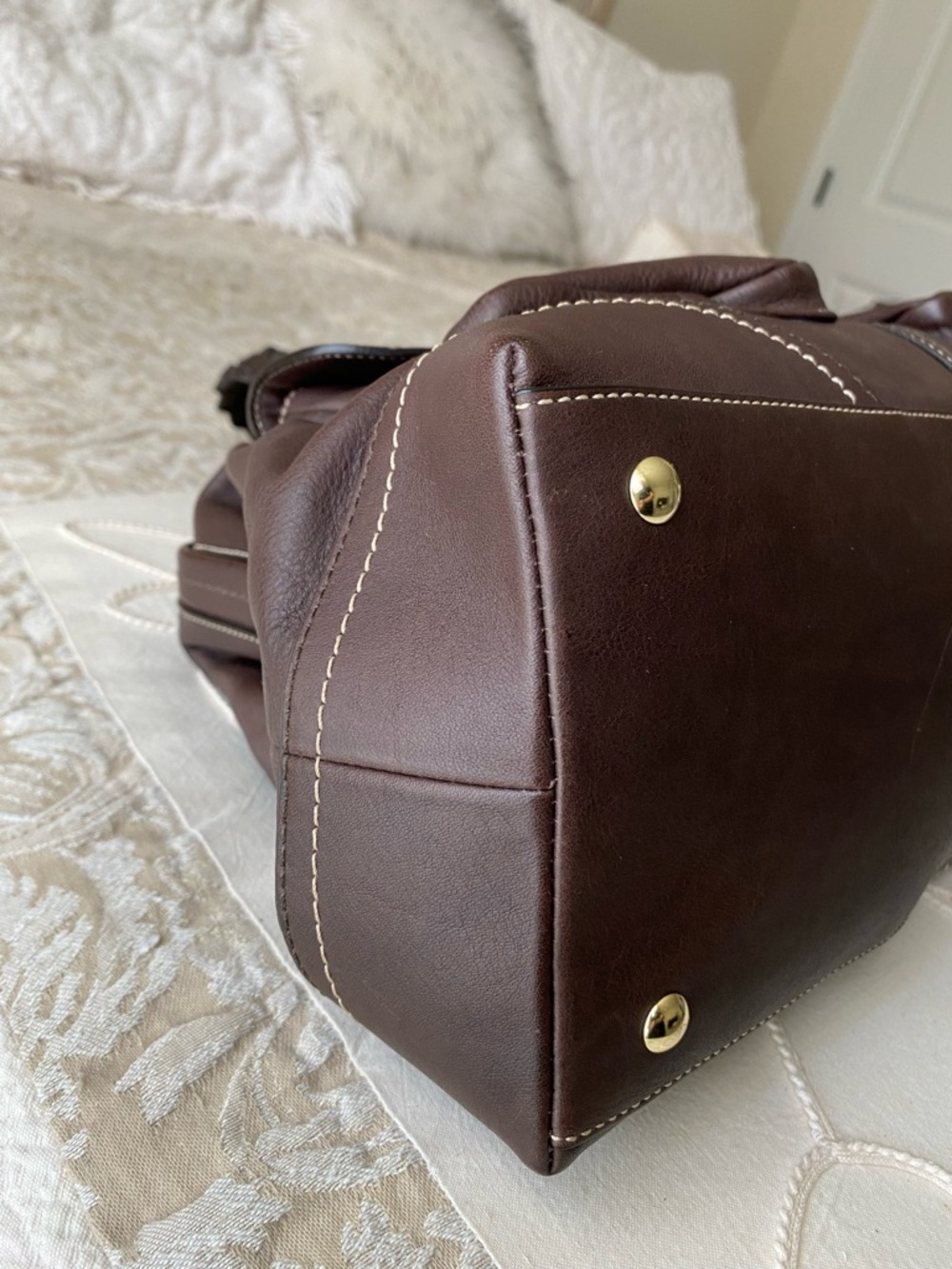 Coach Daphne Vintage Brown Braided Leather Satchel with Gold Hardware - Picture 8 of 13